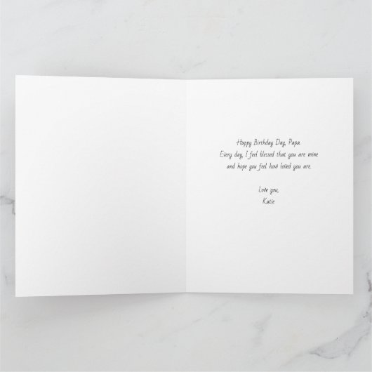 Cute Doodle Typography Blue Gray 3 Foto Birthday Kaart (Binnen)