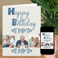Cute Doodle Typography Blue Gray 3 Foto Birthday
