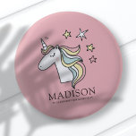 Cute Doodle Unicorn en Stars Birthday Ronde Button 5,7 Cm<br><div class="desc">Hier te vinden op: http://www.zazzle.com/selectpartysupplies</div>