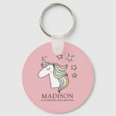 Cute Doodle Unicorn en Stars Birthday Sleutelhanger (Voorkant)