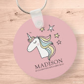 Cute Doodle Unicorn en Stars Birthday Sleutelhanger