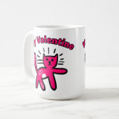 Cute doodle valentine cat koffiemok (Voorkant links)