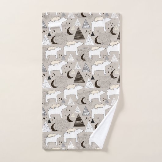 Cute Doodle Woodland Beer Pattern Bad Handdoek (Handdoek)