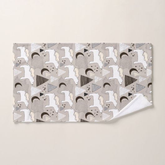 Cute Doodle Woodland Beer Pattern Bad Handdoek (Handdoek)