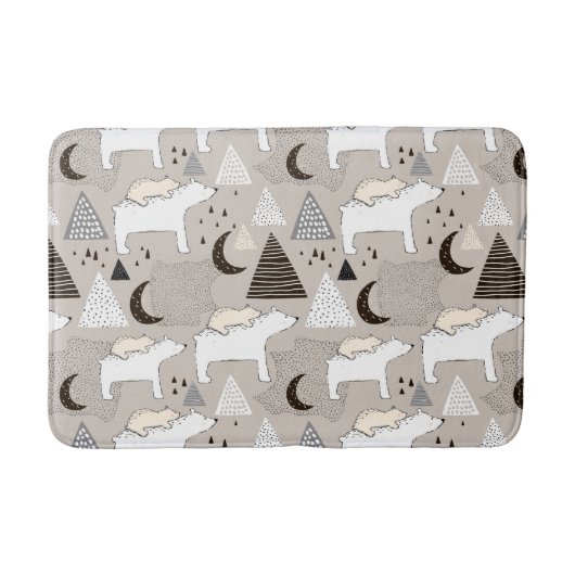 Cute Doodle Woodland Beer Pattern Badmat (Voorkant)