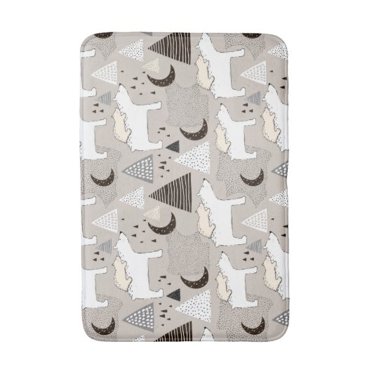Cute Doodle Woodland Beer Pattern Badmat (Voorkant Verticaal)