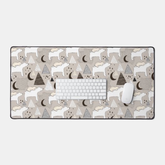 Cute Doodle Woodland Beer Pattern Bureaumat (Keyboard & Muis)