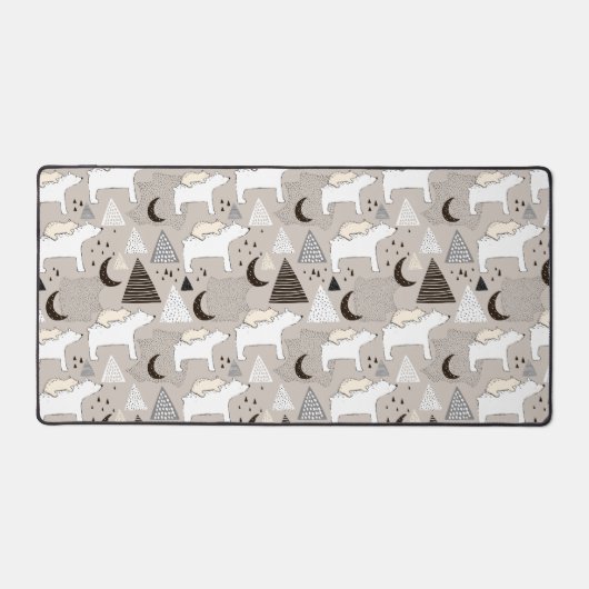 Cute Doodle Woodland Beer Pattern Bureaumat (Voorkant)