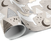 Cute Doodle Woodland Beer Pattern Cadeaupapier (Rol Hoek)