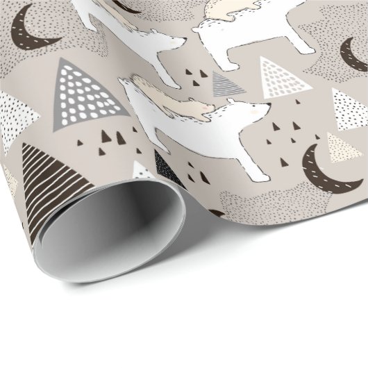 Cute Doodle Woodland Beer Pattern Cadeaupapier (Rol Hoek)