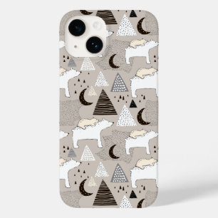 Cute Doodle Woodland Beer Pattern Case-Mate iPhone 14 Hoesje