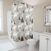 Cute Doodle Woodland Beer Pattern Douchegordijn (In situ)