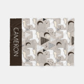 Cute Doodle Woodland Beer Pattern Fleece Deken (Voorkant (Horizontaal))