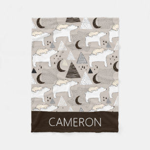 Cute Doodle Woodland Beer Pattern Fleece Deken