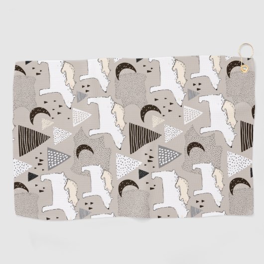 Cute Doodle Woodland Beer Pattern Golfhanddoek (Horizontaal)