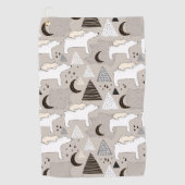 Cute Doodle Woodland Beer Pattern Golfhanddoek (Voorkant)