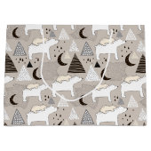 Cute Doodle Woodland Beer Pattern Groot Cadeauzakje (Voorkant)