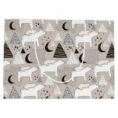 Cute Doodle Woodland Beer Pattern Groot Cadeauzakje (Achterkant)
