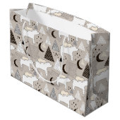 Cute Doodle Woodland Beer Pattern Groot Cadeauzakje (Achterkant Gekanteld)