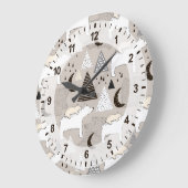 Cute Doodle Woodland Beer Pattern Grote Klok (Hoek)