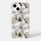 Cute Doodle Woodland Beer Pattern iPhone Hoesje (Achterkant)