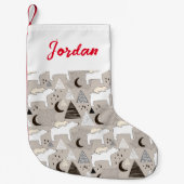 Cute Doodle Woodland Beer Pattern Kleine Kerstsok (Voorkant)