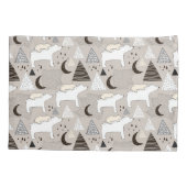 Cute Doodle Woodland Beer Pattern Kussensloop (Achterkant)