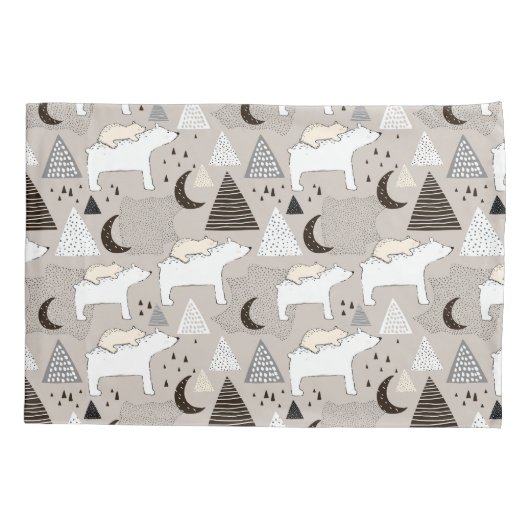 Cute Doodle Woodland Beer Pattern Kussensloop (Achterkant)