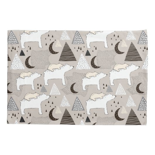 Cute Doodle Woodland Beer Pattern Kussensloop (Achterkant)