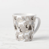 Cute Doodle Woodland Beer Pattern Latte Mok (Rechterhoek)