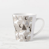 Cute Doodle Woodland Beer Pattern Latte Mok (Rechts)