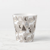 Cute Doodle Woodland Beer Pattern Latte Mok (Voorkant)