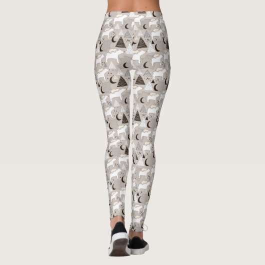 Cute Doodle Woodland Beer Pattern Leggings (Achterkant)