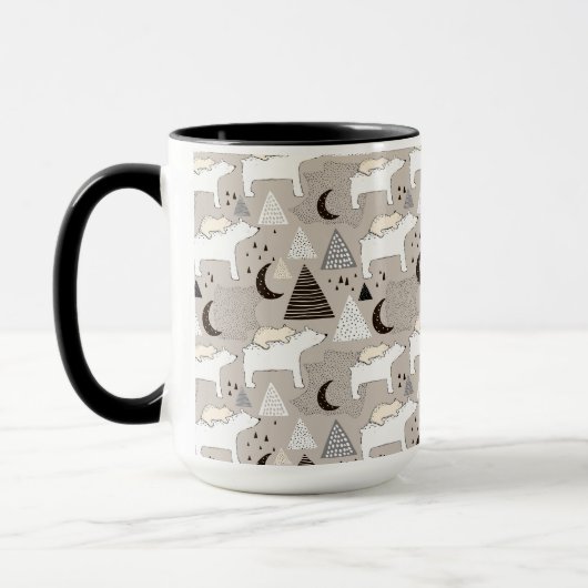 Cute Doodle Woodland Beer Pattern Mok (Links)