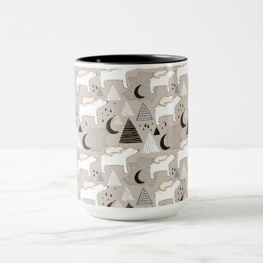Cute Doodle Woodland Beer Pattern Mok (Midden)