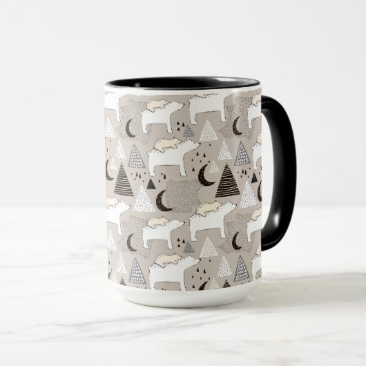 Cute Doodle Woodland Beer Pattern Mok (Voorkant rechts)