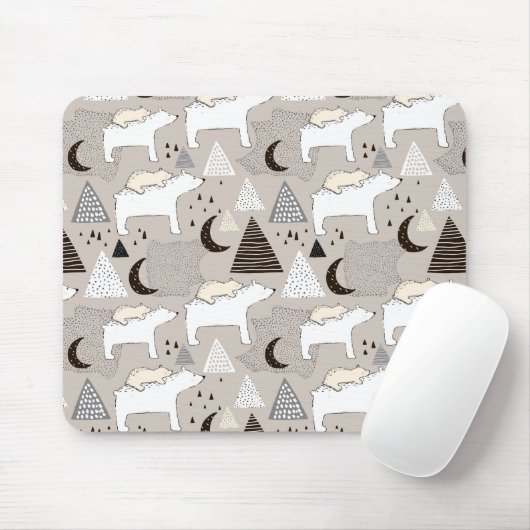 Cute Doodle Woodland Beer Pattern Muismat (Met muis)