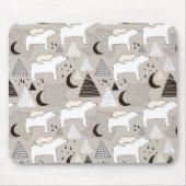 Cute Doodle Woodland Beer Pattern Muismat (Voorkant)