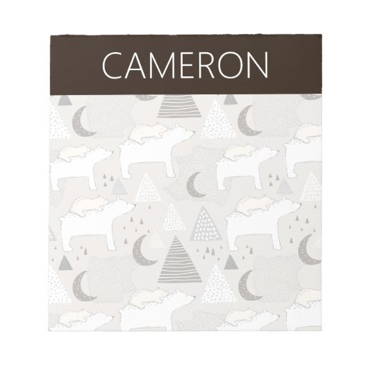 Cute Doodle Woodland Beer Pattern Notitieblok (Voorkant)