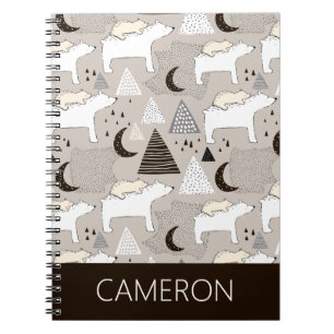 Cute Doodle Woodland Beer Pattern Notitieboek