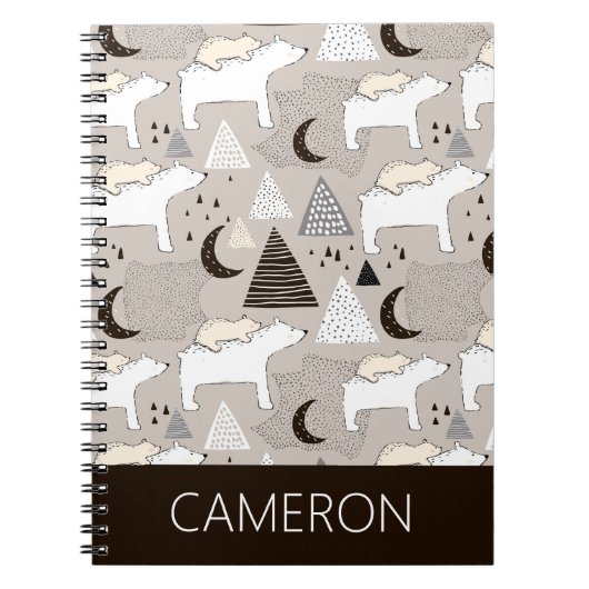 Cute Doodle Woodland Beer Pattern Notitieboek (Voorkant)