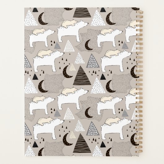 Cute Doodle Woodland Beer Pattern Planner (Achterkant)