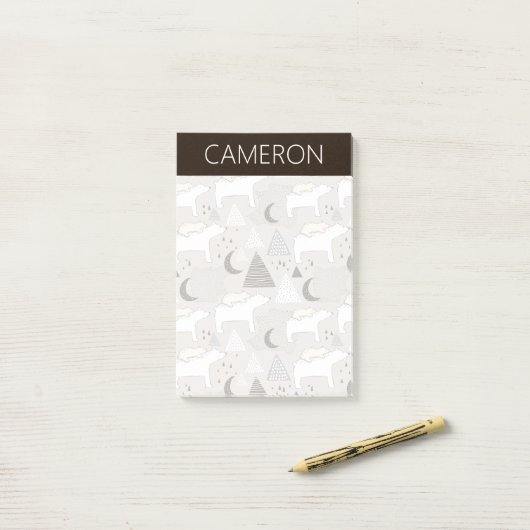 Cute Doodle Woodland Beer Pattern Post-it® Notes (Op bureau)