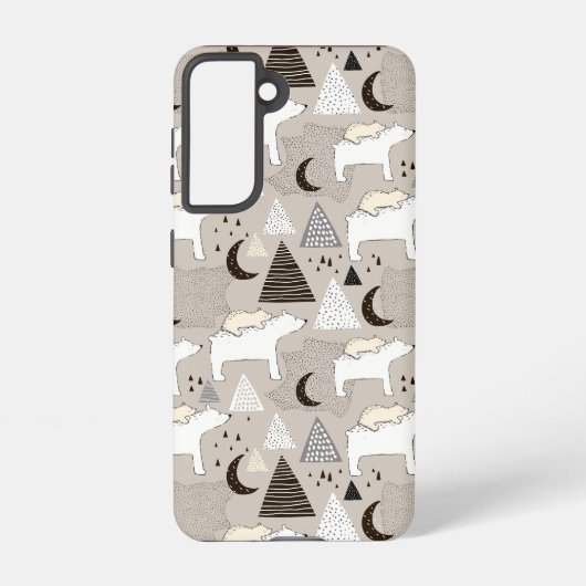 Cute Doodle Woodland Beer Pattern Samsung Galaxy Hoesje (Achterkant)