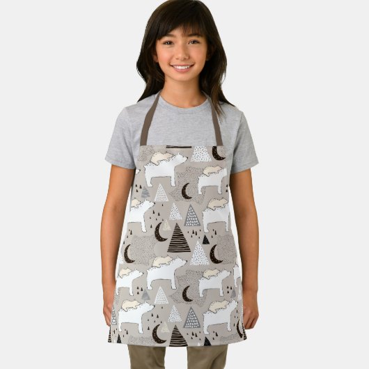 Cute Doodle Woodland Beer Pattern Schort (Insitu)