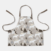 Cute Doodle Woodland Beer Pattern Schort (Voorkant)