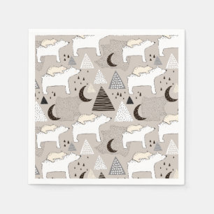 Cute Doodle Woodland Beer Pattern Servet