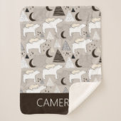 Cute Doodle Woodland Beer Pattern Sherpa Deken (Voorkant)