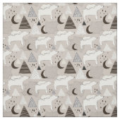 Cute Doodle Woodland Beer Pattern Stof (Swatch)
