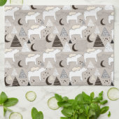 Cute Doodle Woodland Beer Pattern Theedoek (Gevouwen)